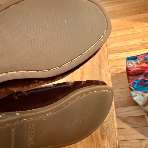 Sperry Mocha Mousse VELVET Boat Shoes with Moccasin Stitching Angler Fisherman - Picture 6 of 7
